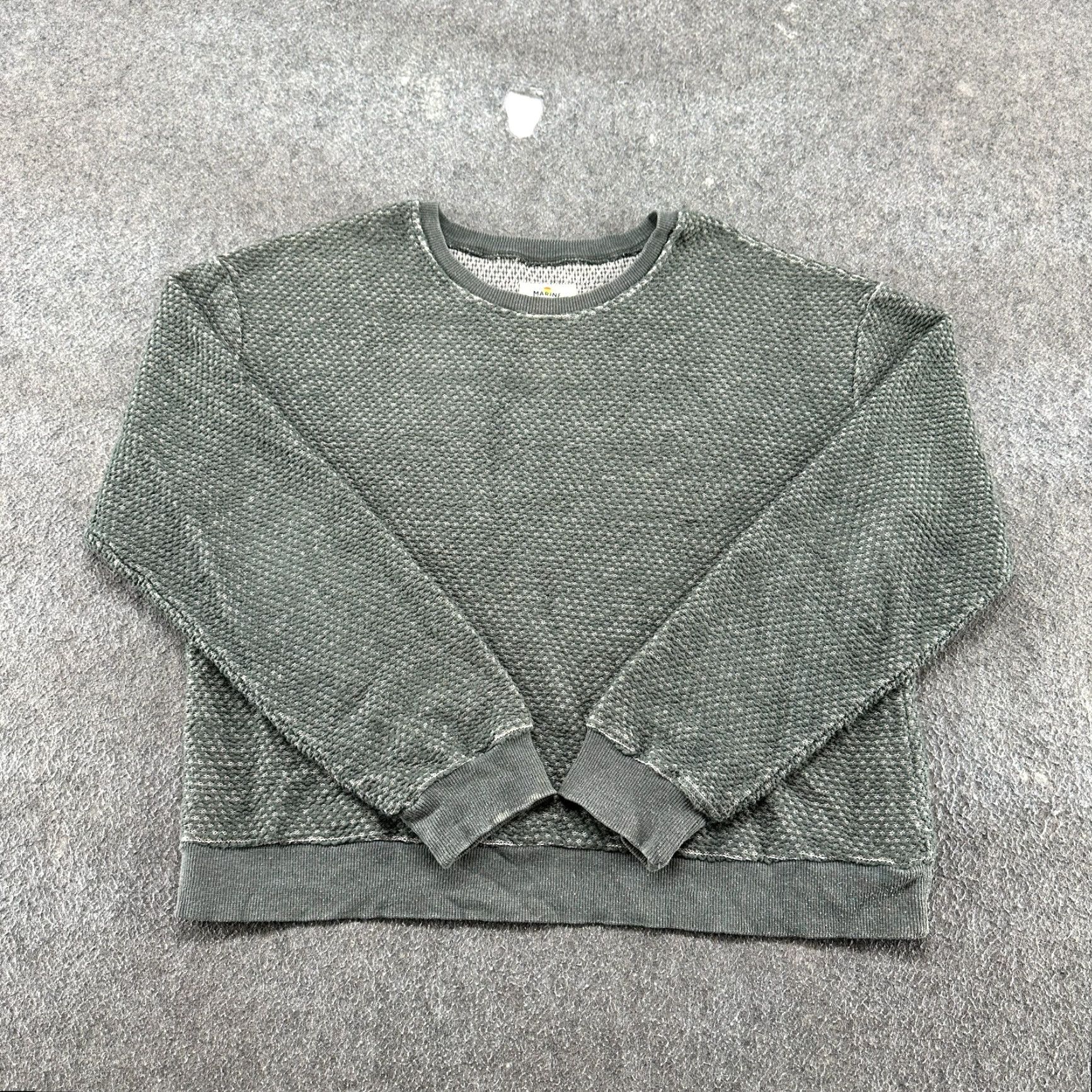 Marine Layer Marine Layer Sweatshirt Womens L Green Pullover Waffle Knit Cotton Birdseye Crew Neck Casual Long Sleeve Button Accent Modern Classic Size L / US 10 / IT 46 - 2 Thumbnail