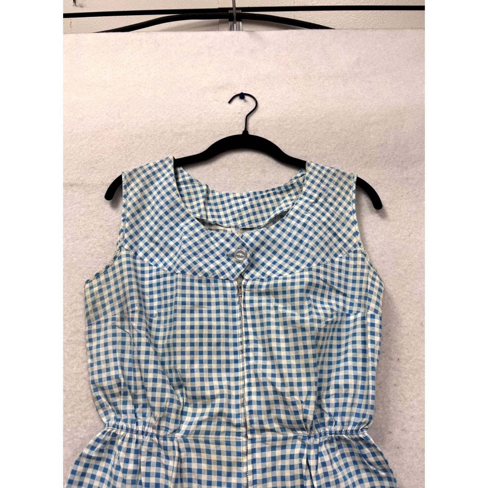 Vintage Vintage-Style Blue White Gingham Romper Womens Medium Sleeveless #638A Size 32" / US 10 / IT 46 - 3 Thumbnail