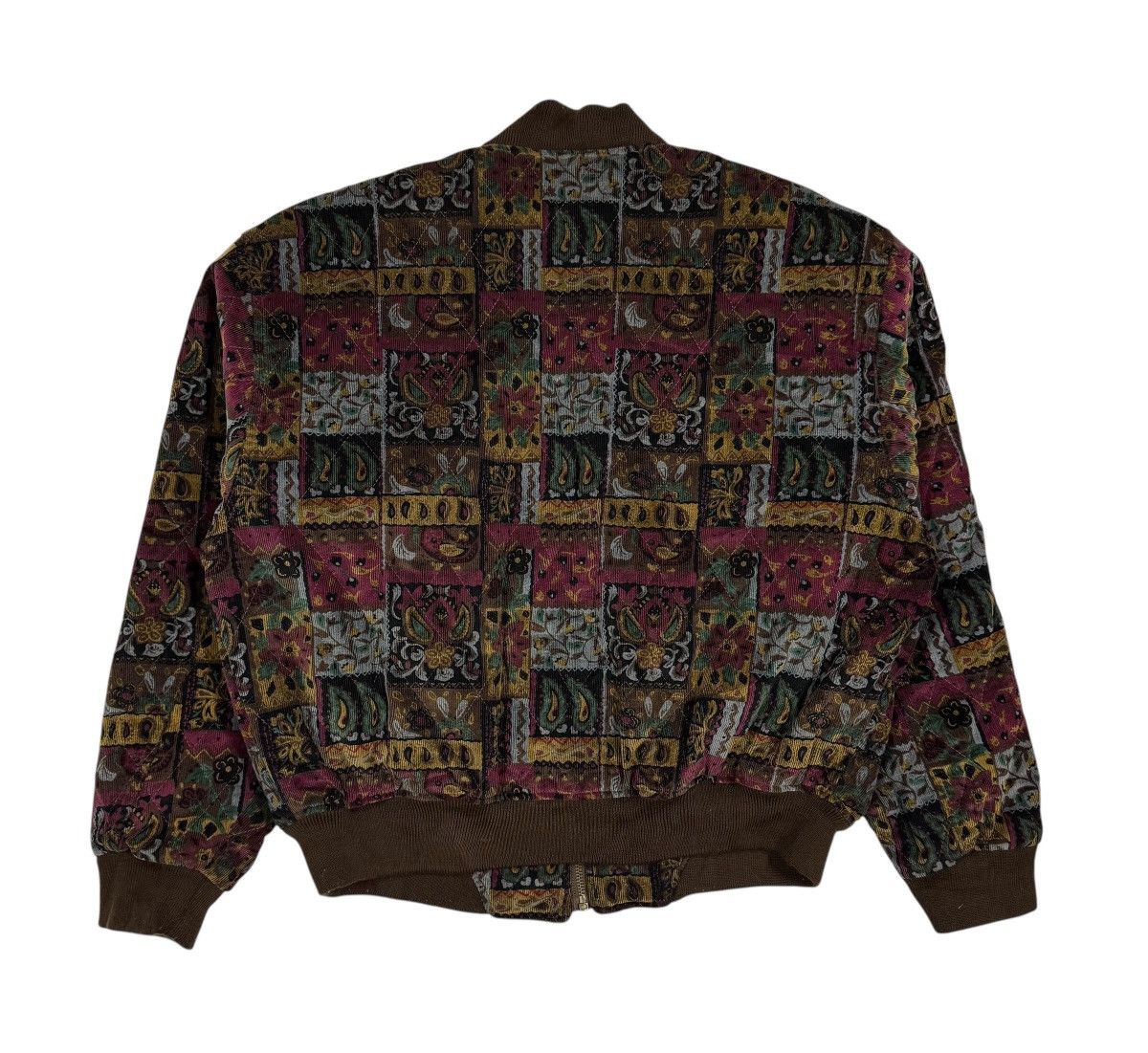 If Six Was Nine Vtg🔥Japanese Brand Bomber Patterned Velvet Quilted Jacket Size US L / EU 52-54 / 3 - 3 Thumbnail