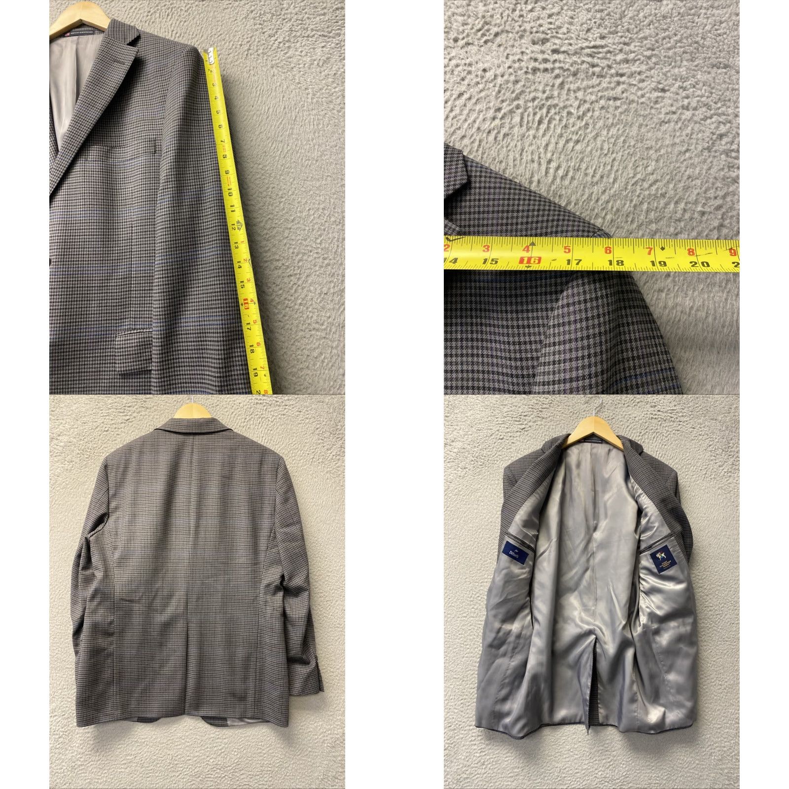 Hart Schaffner Marx VINTAGE Hart Schaffner Marx Men's Blue Gray Wool Sport Coat Jacket 42S Regular Fit Plaid Business Casual Size US XS / EU 42 / 0 - 8 Thumbnail