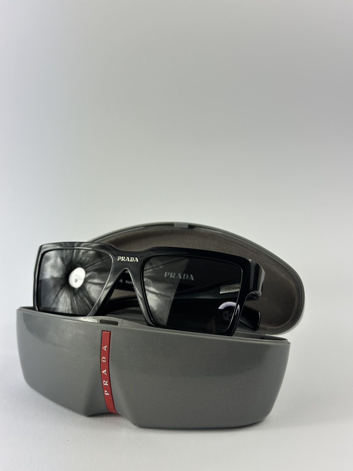 PRADA Black/Dark Grey/White Square Sunglasses PR55YS Prada Dark Grey Wrap Men main image 2