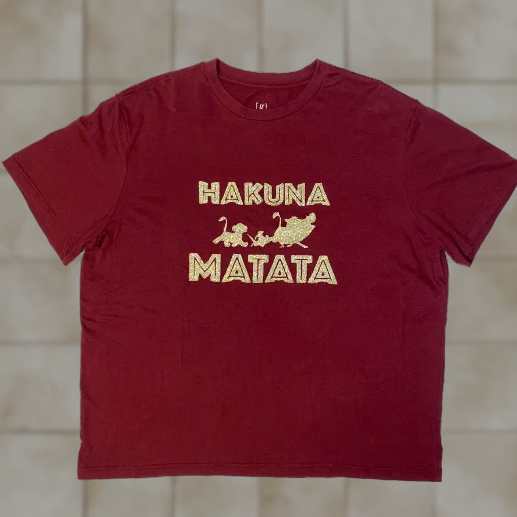 Disney Disney Tshirt The Lion King Simba Timon & Pumbaa Glitter Logo Maroon 2XL Adults Size XXL / US 16-18 / IT 52-54 - 1 Thumbnail