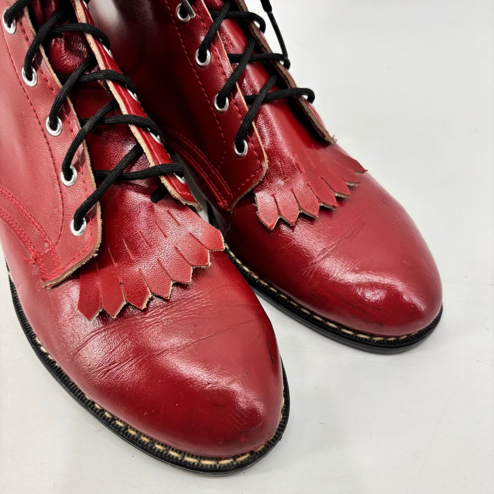 Vintage Laredo Red Cowboy Women 6 Boots Kiltie Roper Lace Up Western Size US 6 / IT 36 - 11 Thumbnail