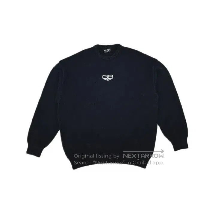 Balenciaga Balenciaga Black Embroidered Logo Long Sleeve Sweater. Size US M / EU 48-50 / 2 - 2 Thumbnail