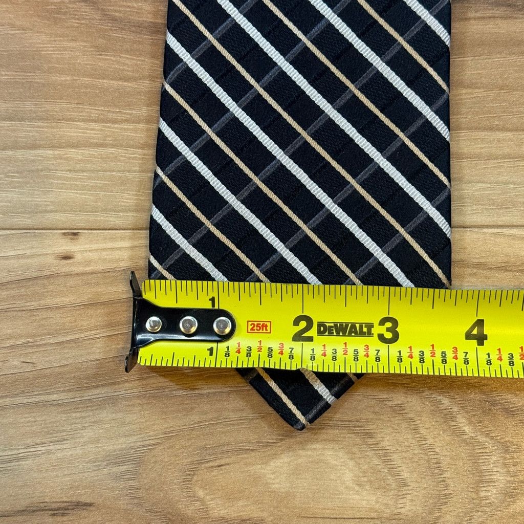 Tommy Hilfiger Tommy Hilfiger Black Silk Striped Tie USA 3.75” Classic Size 26 - 3 Thumbnail