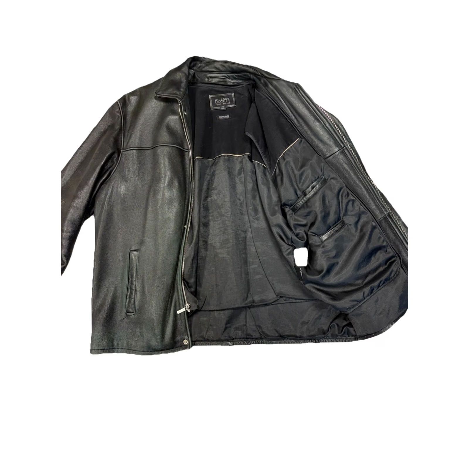 Vintage VINTAGE Pelle Studio Leather Jacket Mid-Length XL Black Zip Lined Thermal Windproof Biker Style Mens Size US XL / EU 56 / 4 - 2 Thumbnail
