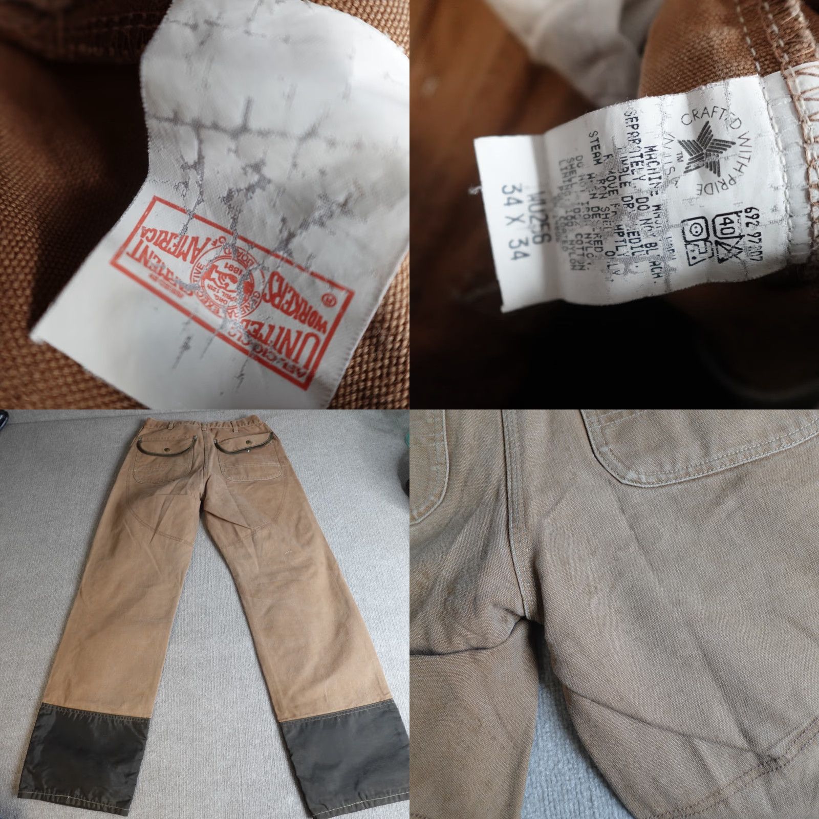 Carhartt VINTAGE Carhartt Pants Men's 32 x 32 Beige Canvas Cotton Double Knee Union Made Khakis Regular Straight - 32 Inseam Size US 32 / EU 48 - 8 Thumbnail