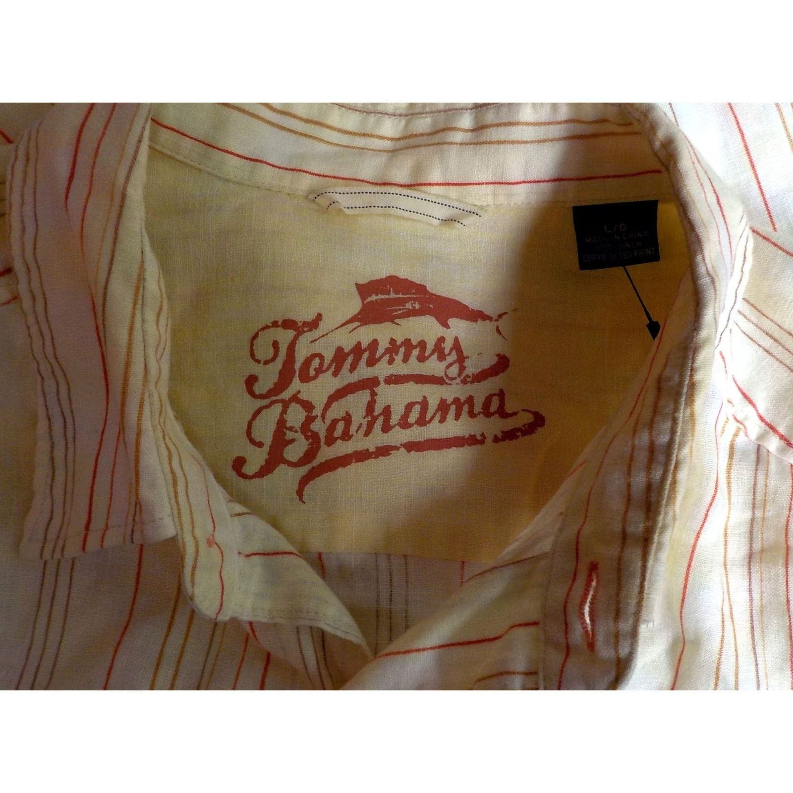 Tommy Bahama TOMMY BAHAMA Linen LS Button Front Striped Shirt Yellow Red Gold Brown SZ L Shirt Mens Linen Striped Button-Up Long Sleeve Size US L / EU 52-54 / 3 - 5 Thumbnail