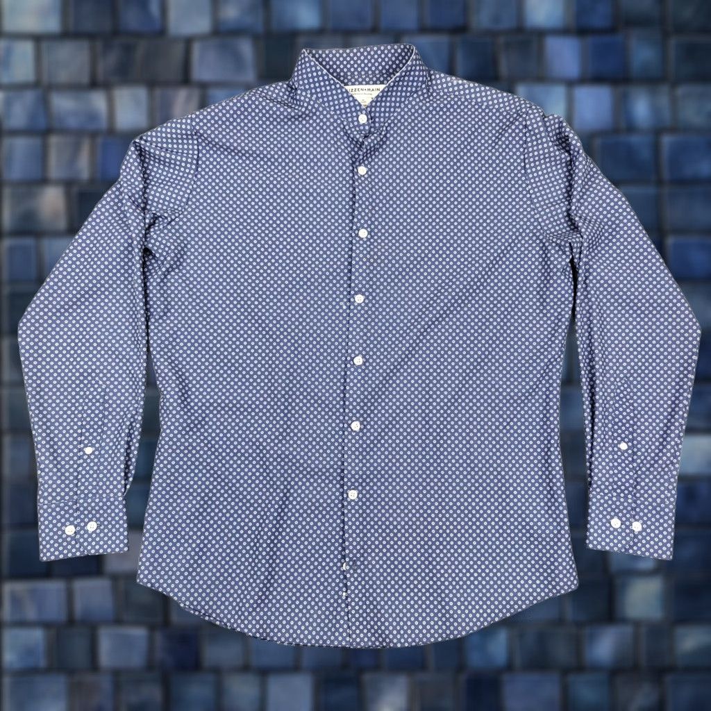 Mizzen+Main Mizzen+Main Dress Shirt Mens M Blue Geometric Classic Fit Stretch Performance Size 40R - 1 Thumbnail
