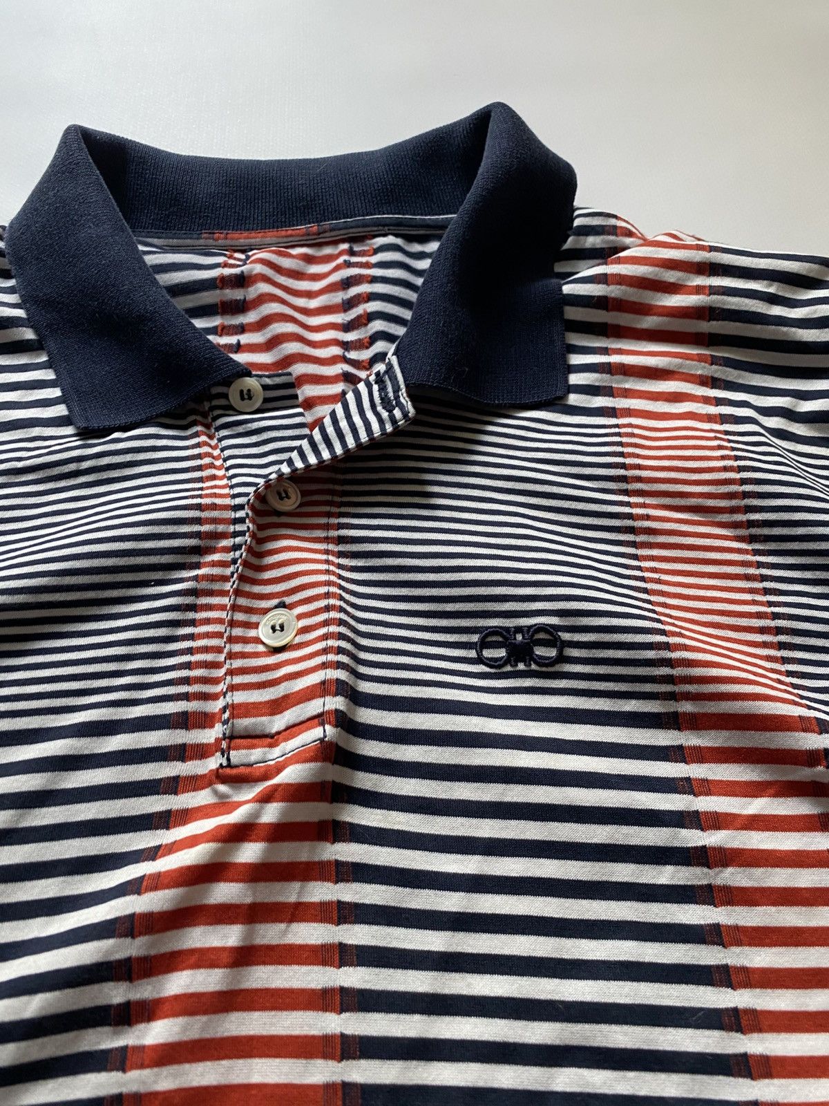 Salvatore Ferragamo Vintage Salvatore Ferragamo Luxury Striped Polo Shirt Size M Size US M / EU 48-50 / 2 - 6 Thumbnail