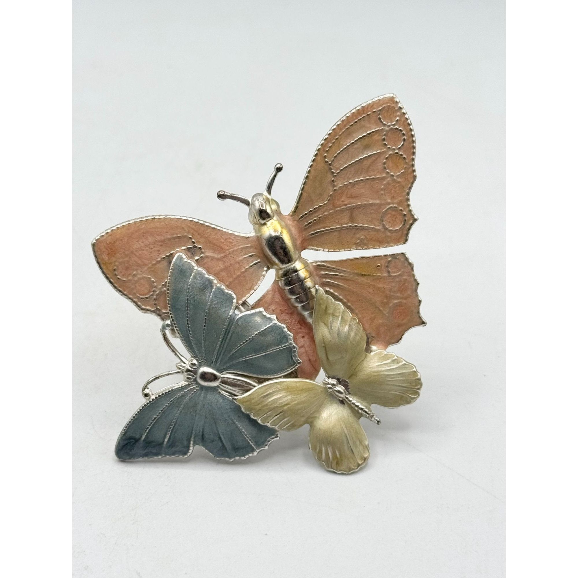 Vintage Enamel three butterfly butterflies brooch pin Size ONE SIZE - 1 Thumbnail