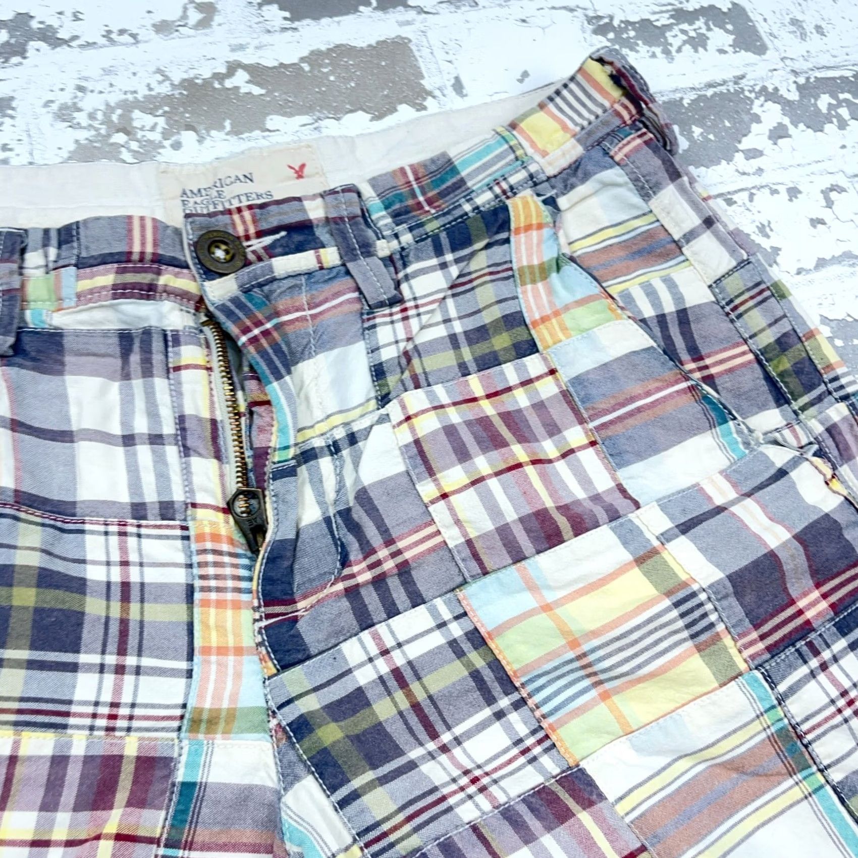 American Eagle Outfitters American Eagle Chino Shorts Men 30 Multi Plaid Patch Work Prep Casual Adult Size US 30 / EU 46 - 6 Thumbnail