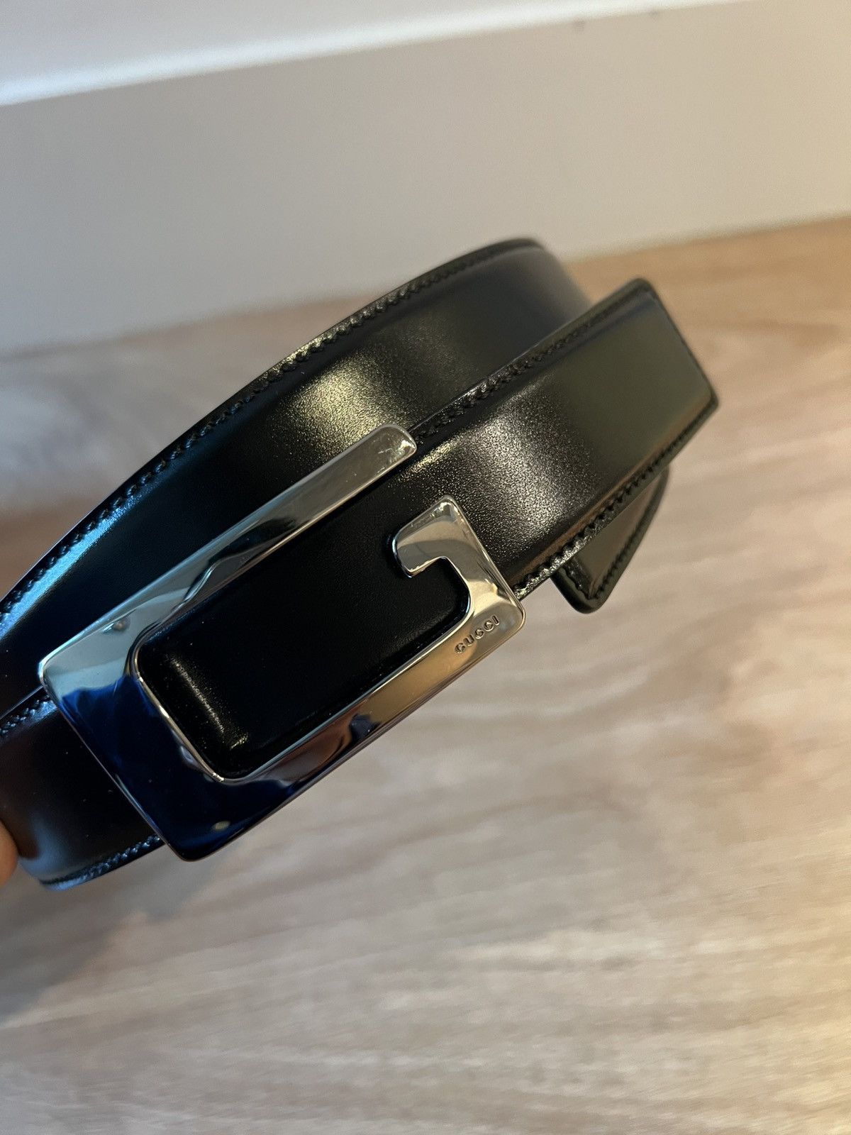 Gucci Black/Brown Reversible Leather Belt Silver “G” Buckle