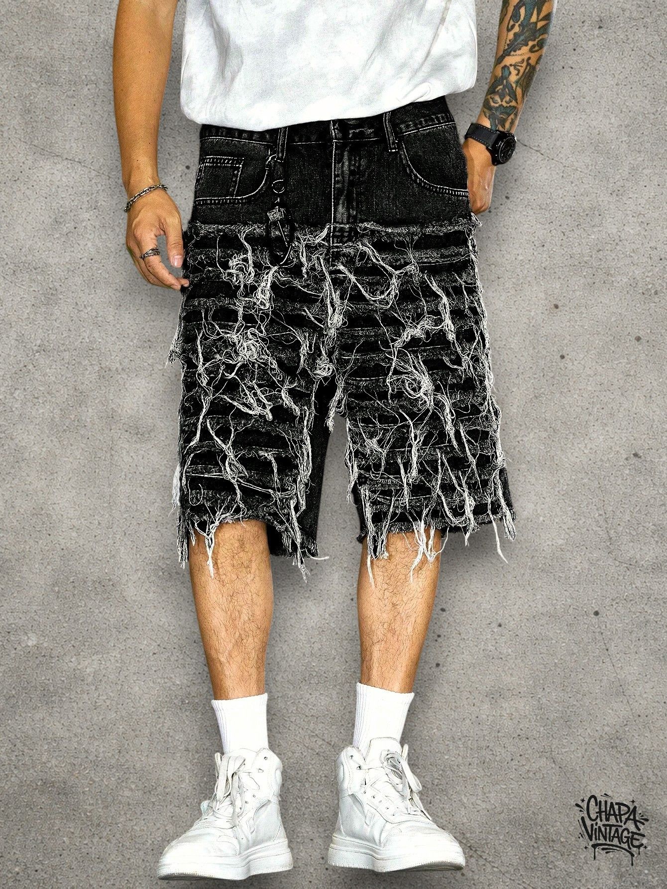 Japanese Brand Distressed goth shorts Size US 32 / EU 48 - 2 Thumbnail