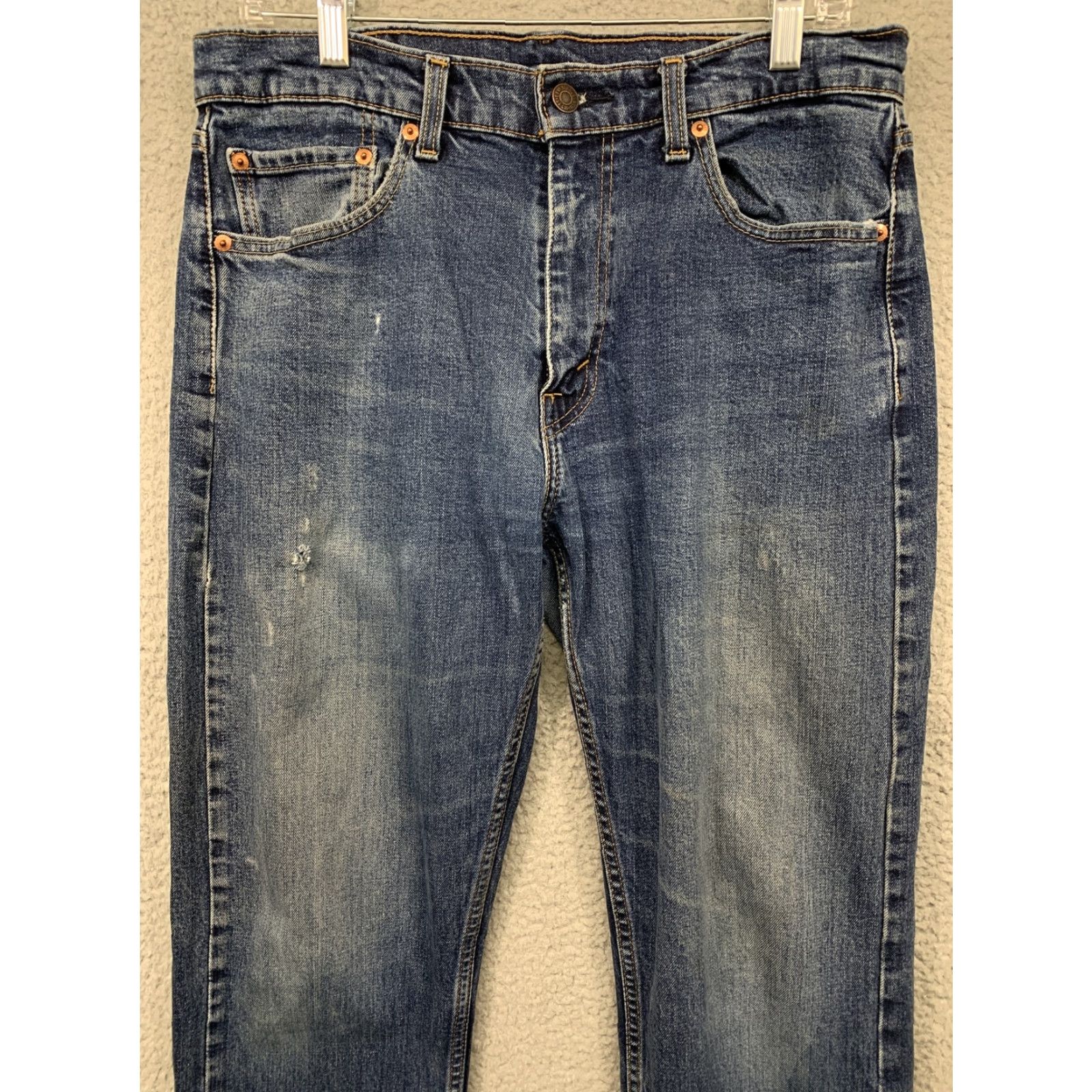 Levi's Levi's 505 Jeans Mens 33 x 30.5 Straight Leg 5-Pocket Rivets LOGO Red Tab Blue Denim Cotton Elastane Size US 33 - 2 Thumbnail