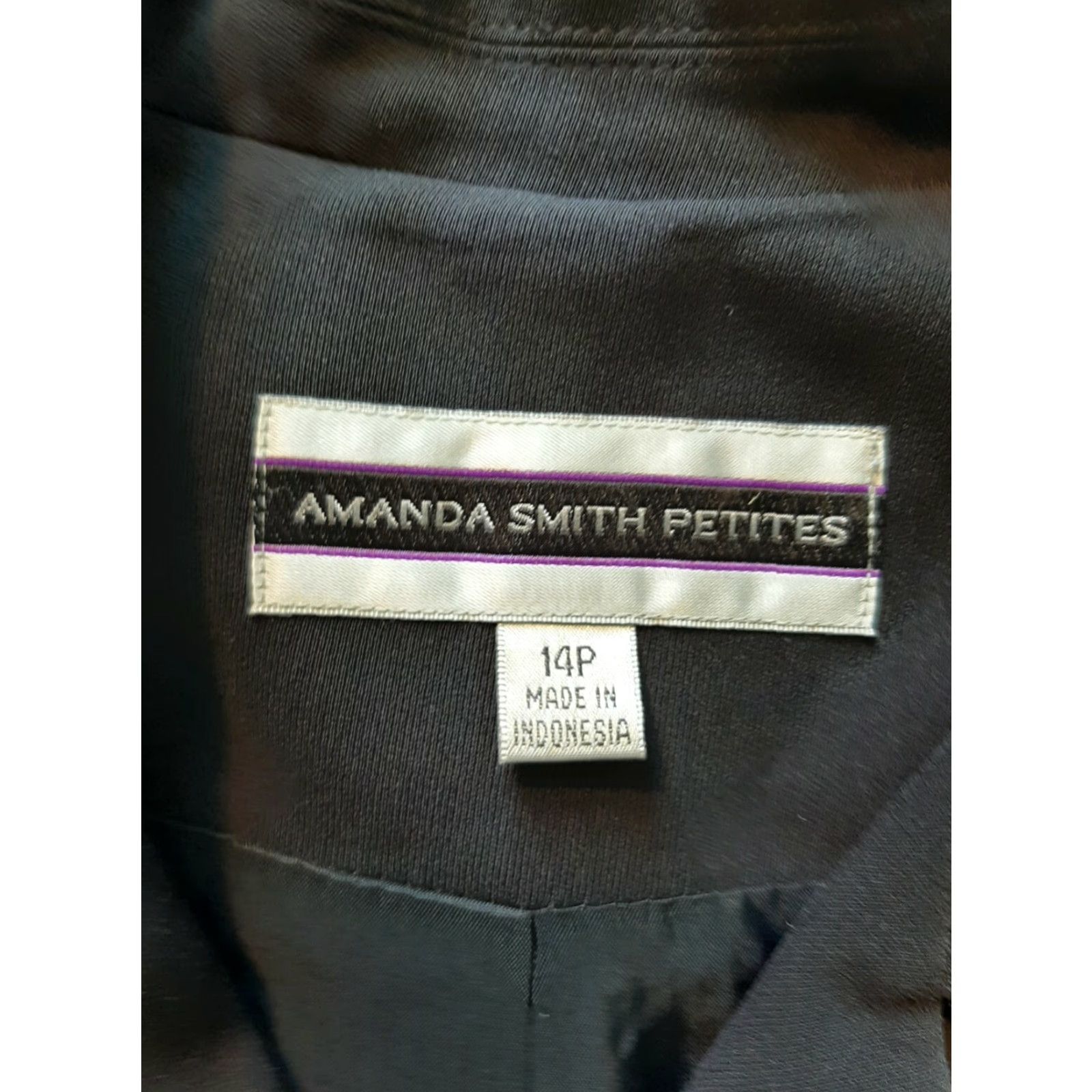 Vintage Amanda Smith Petite Woman's Suit Blazer Black Size 14P Button long Sleeve Size XL / US 12-14 / IT 48-50 - 2 Thumbnail