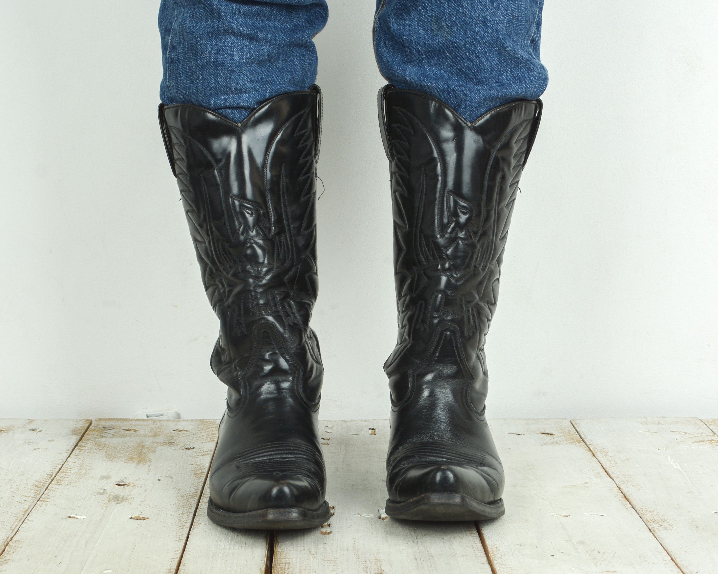 Vintage Buffalo handcrafted handmade Western Cowboy Boots Pullons Size US 6 / IT 36 - 2 Thumbnail