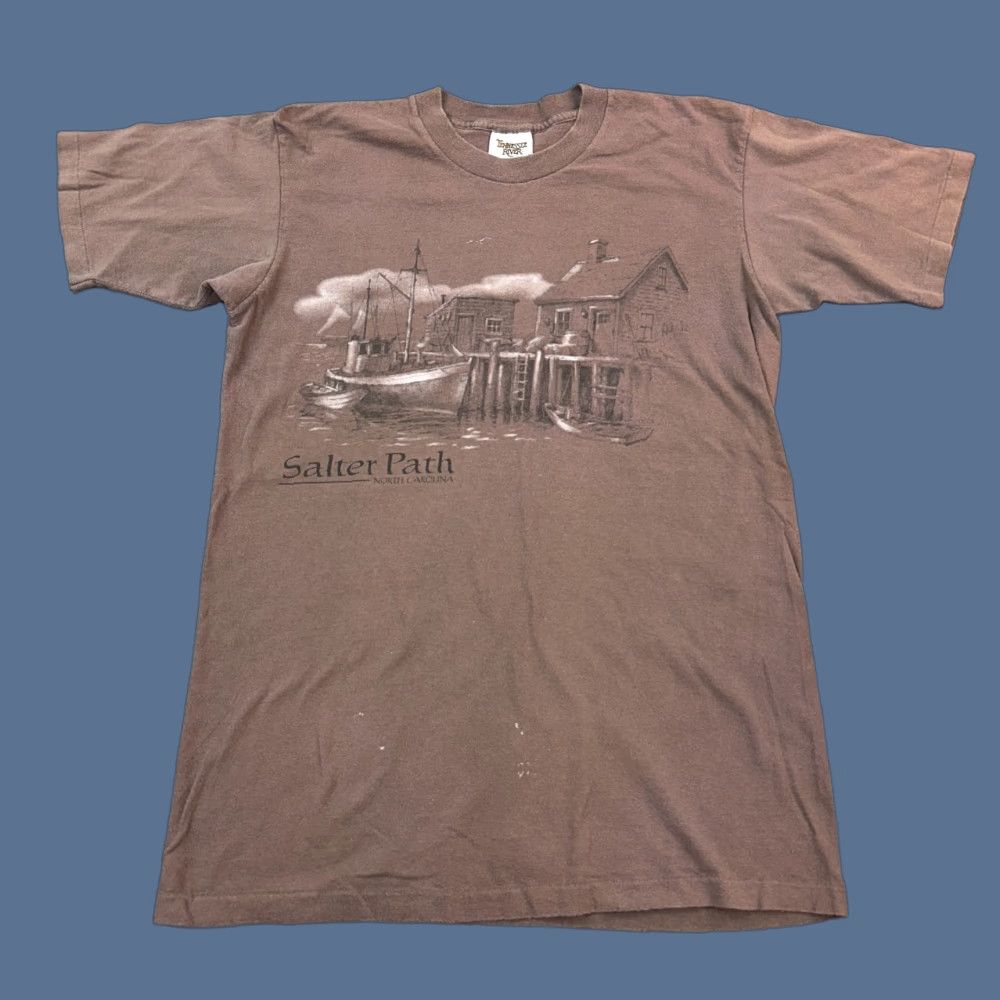 Vintage VINTAGE Tennessee River Shirt Mens M Brown 90s Logo Graphic Print USA Salter Path NC Single Stitch Cotton T-Shirt Crew Neck Short Sleeve Size US M / EU 48-50 / 2 - 1 Thumbnail