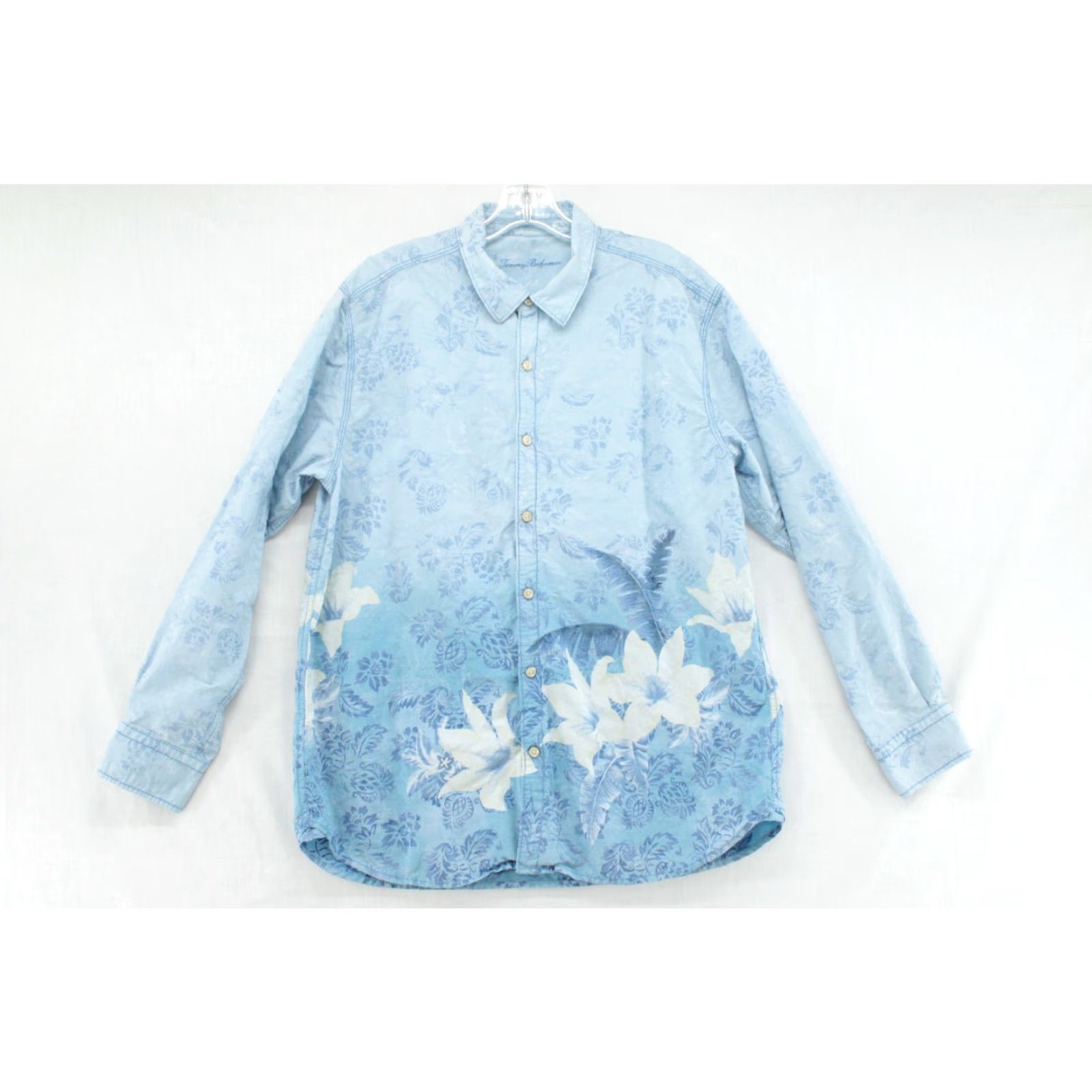 Tommy Bahama VINTAGE Tommy Bahama Hawaiian Floral Button-Up Shirt Mens XL Blue Long Sleeve Beach Size US XL / EU 56 / 4 - 2 Thumbnail