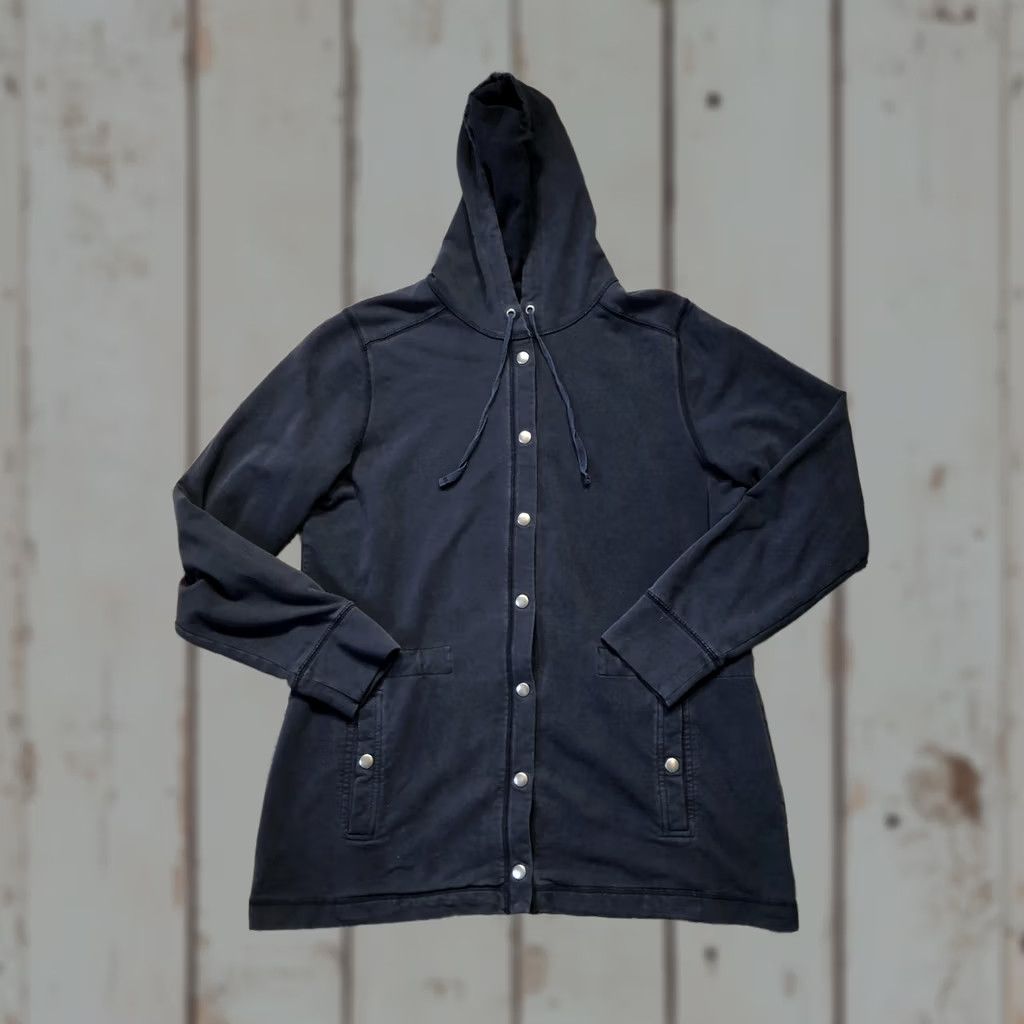 Vintage LL Bean Jacket Womens Medium Navy Blue Snap Front Hooded Long Cotton Blend Coat Size M / US 6-8 / IT 42-44 - 1 Thumbnail