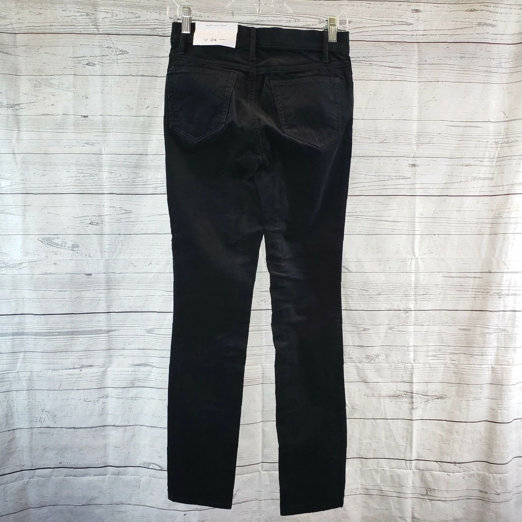 Loft Ann Taylor LOFT Womens Pants Sz 24 Velvet Skinny Black Mid Rise Cotton Blend Size 42" / US 20 - 3 Thumbnail