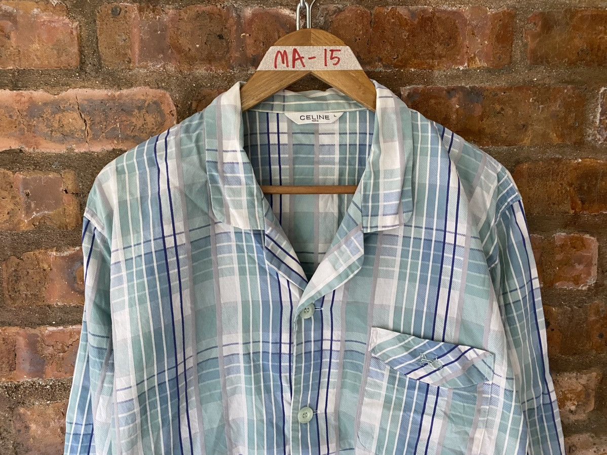 Celine 🔥1990s check stripe sleep shirt Size US L / EU 52-54 / 3 - 3 Thumbnail