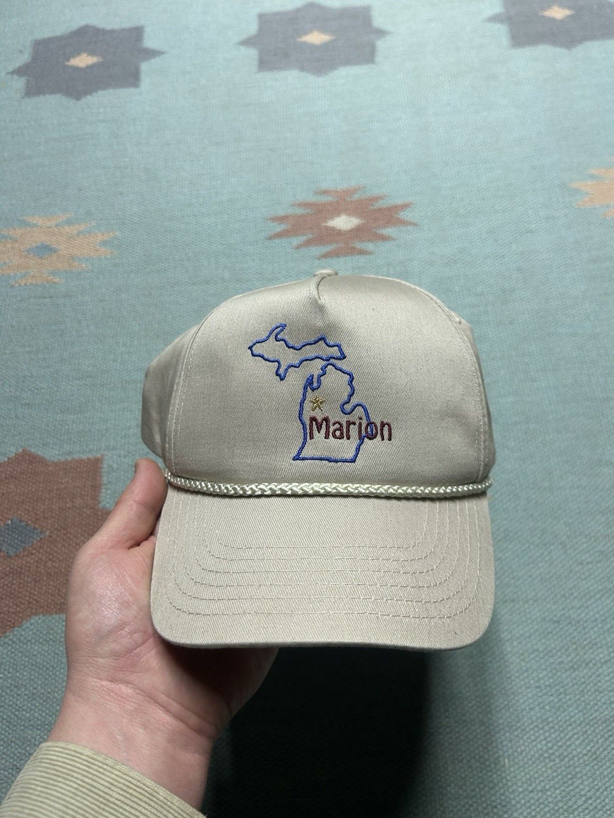 Vintage Vintage SnapBack hat Marion Michigan mitten cotton beige tan Size ONE SIZE - 2 Thumbnail