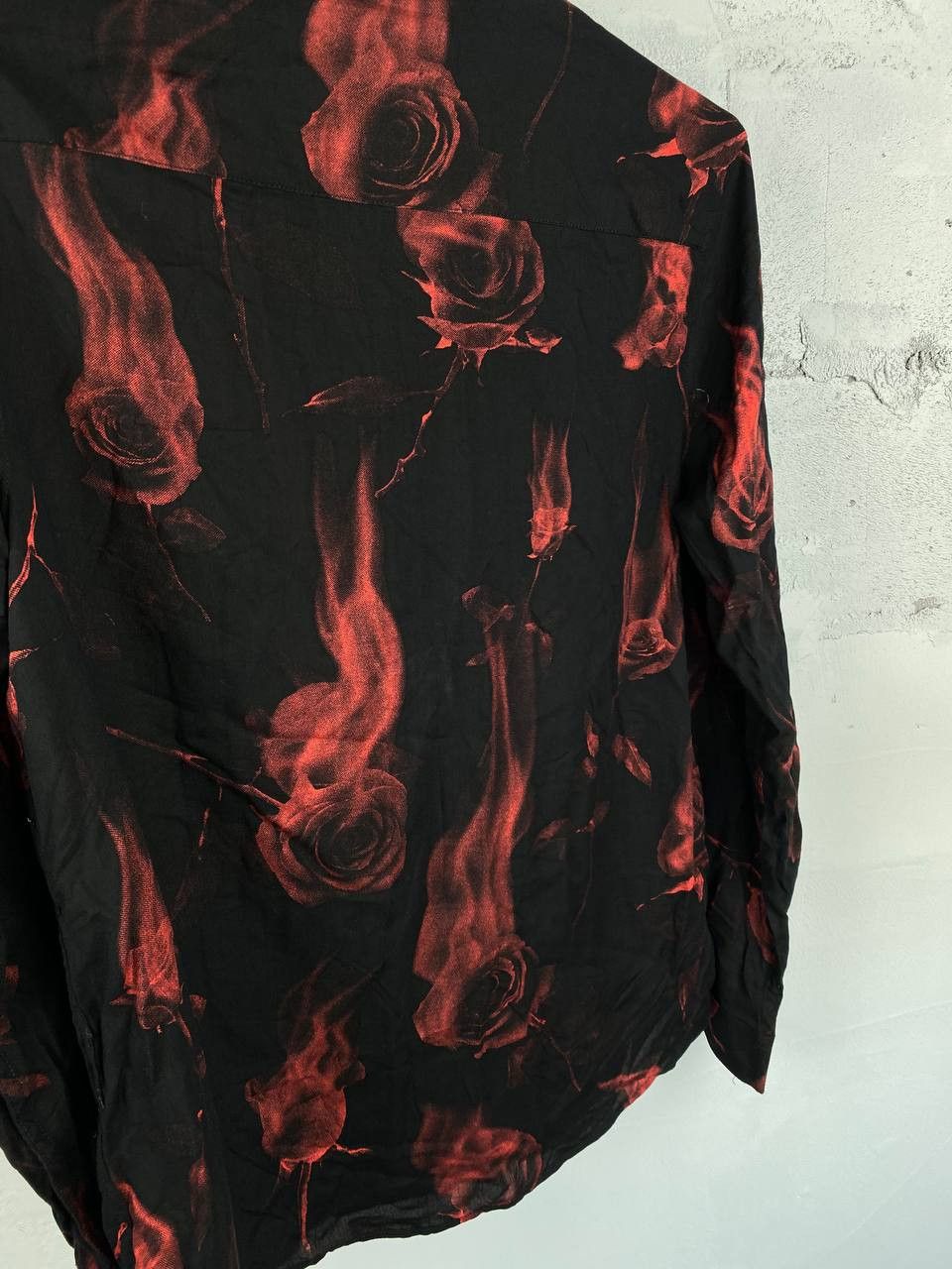 Other Haider Ackerman Style Flaming Roses Black Shirt Japan Size US M / EU 48-50 / 2 - 6 Thumbnail