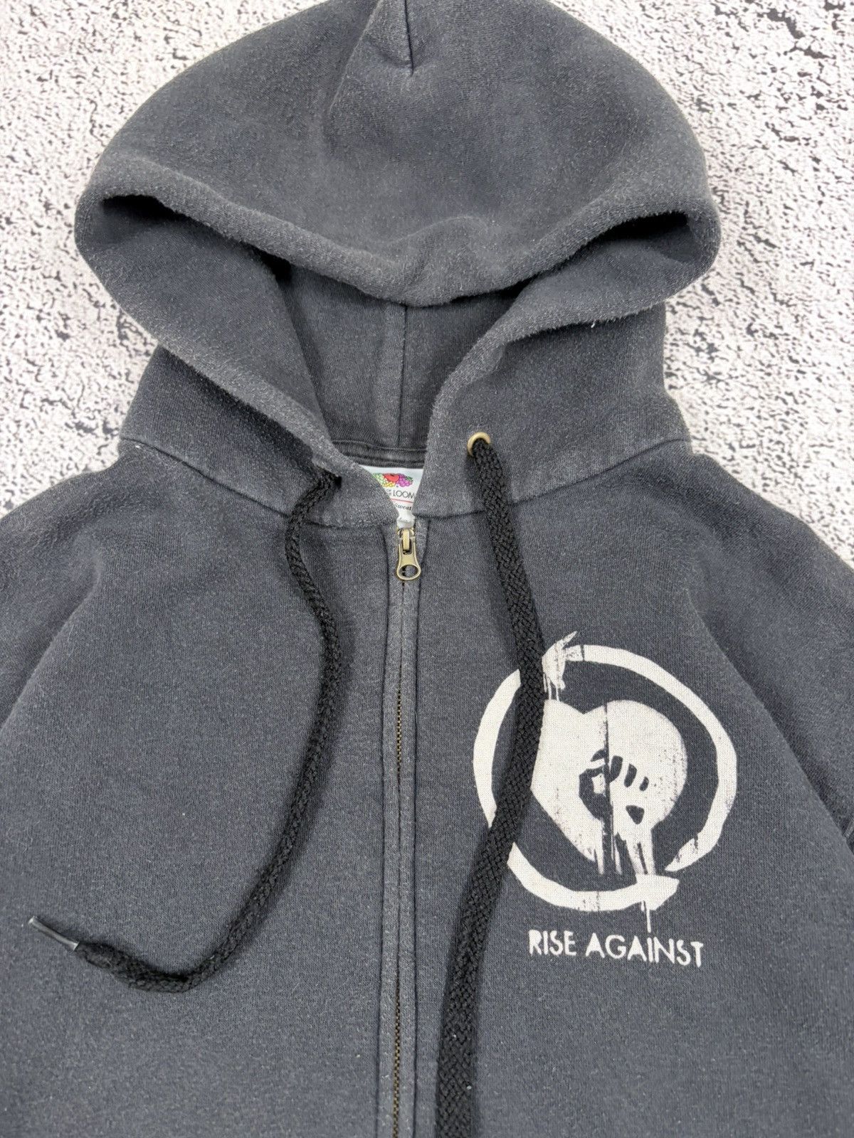 Band Tees Vintage Rise Against Faded Black Zip Up Hoodie Size M Size US M / EU 48-50 / 2 - 6 Thumbnail