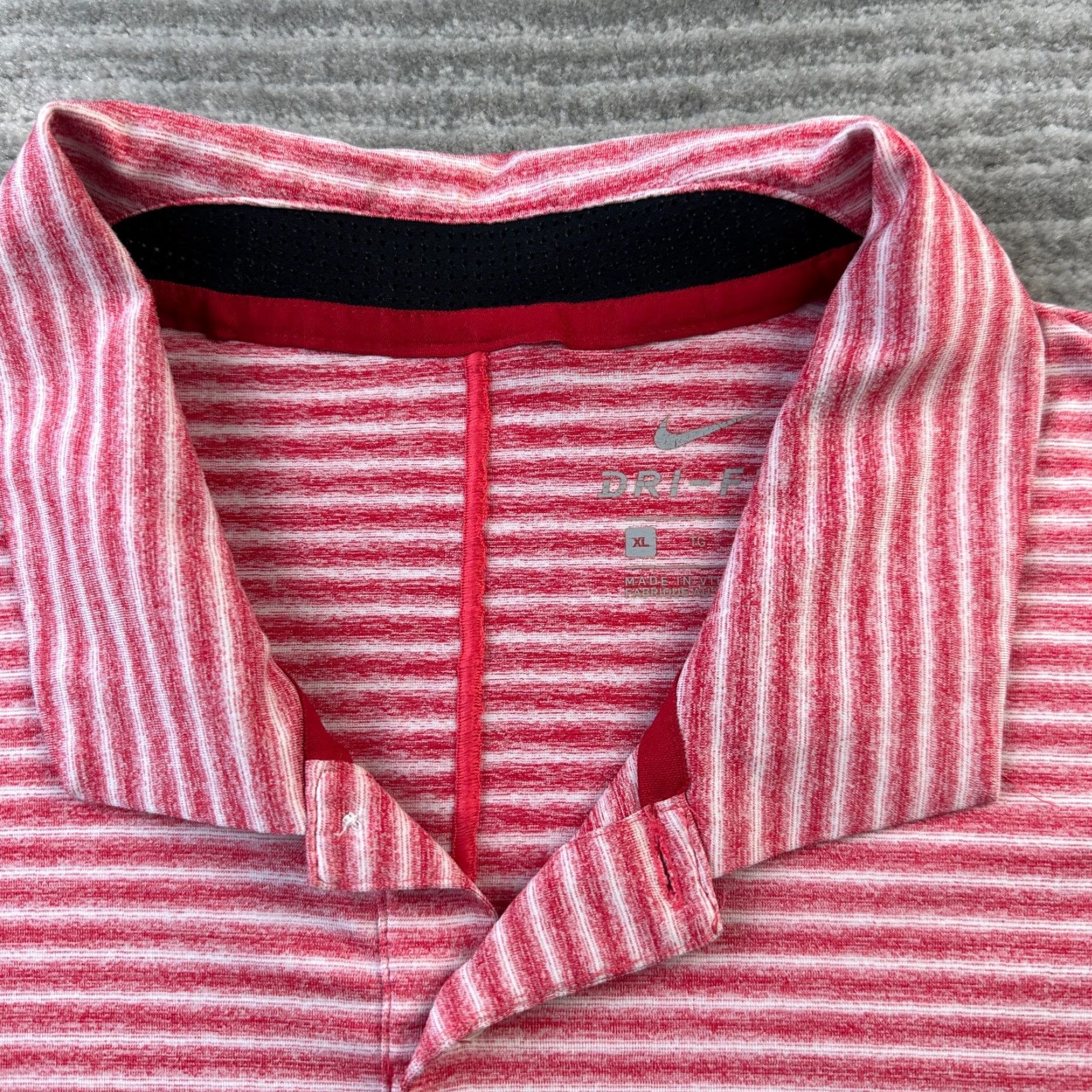 Nike Nike Tiger Woods Polo Shirt Mens XL Red Dri-Fit Vapor Dry Stripe Short Sleeve Collared Button Sports Casual Golf Polo Mens Size US XL / EU 56 / 4 - 7 Thumbnail