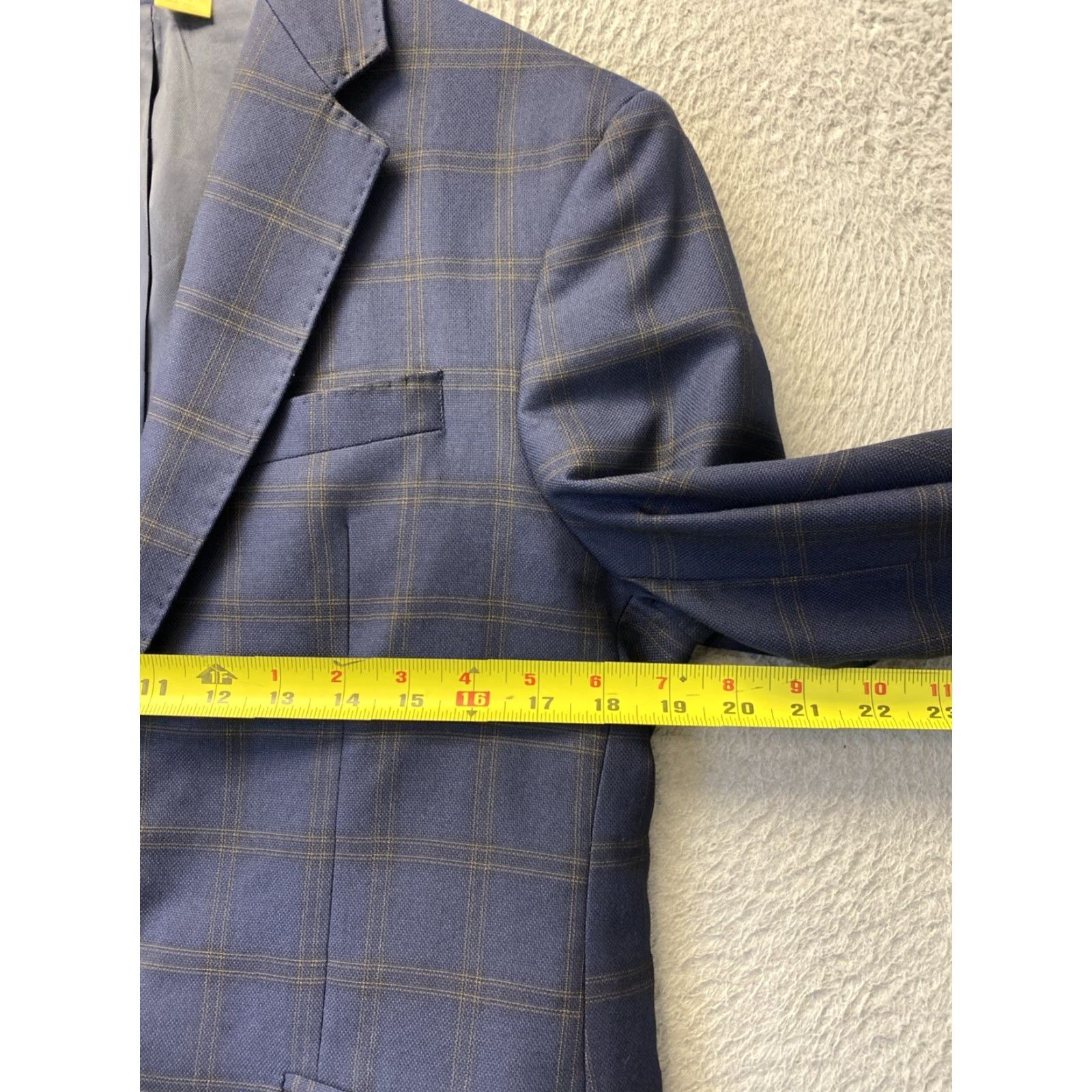 Zara Zara Plaid Check Blazer 38R Medium Navy Gold / 143-11 existence? Size 38R - 5 Thumbnail