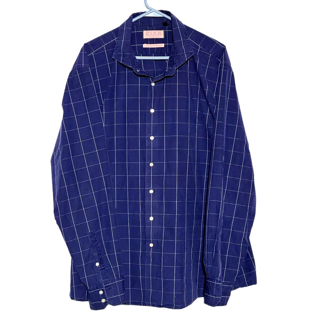 Thomas Pink Thomas Pink Men's Blue Button Down Cotton Shirt Size 18.5 Size US XL / EU 56 / 4 - 1 Thumbnail