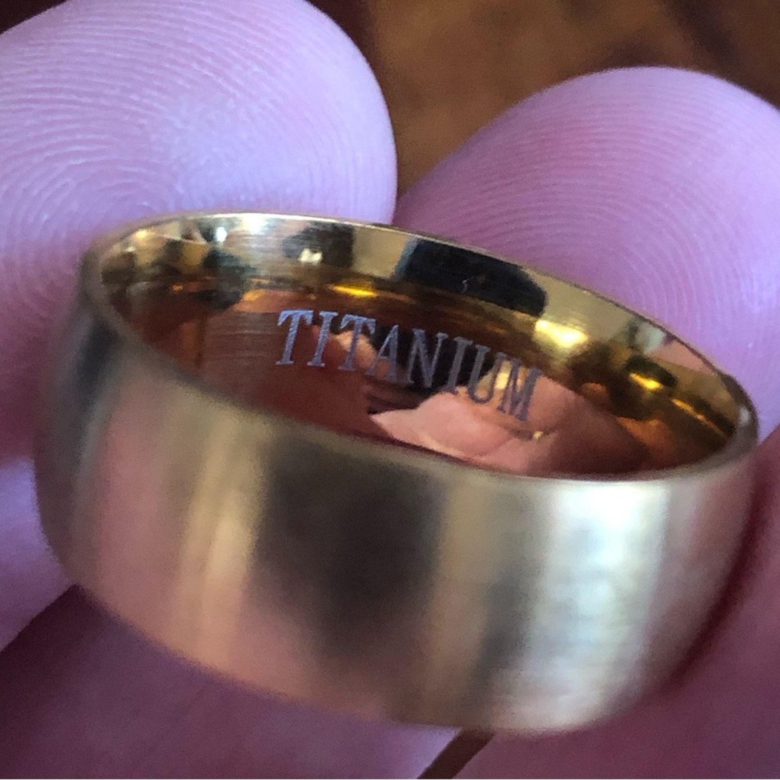 Jewelry Men’s matte frosted titanium steel gold band NWT 11 Size ONE SIZE - 6 Thumbnail