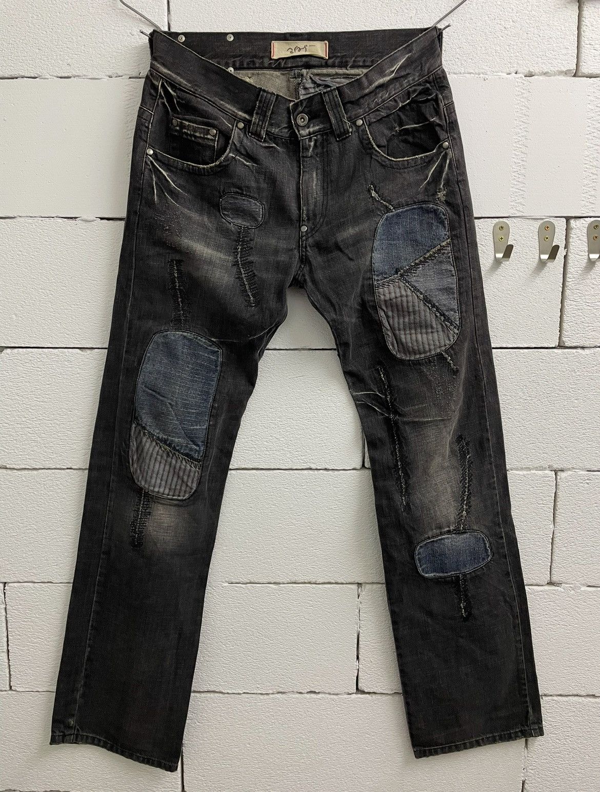 Bray Steve Alan × Designer Designer Distressed Denim Patchwork Size US 33 - 1 Thumbnail