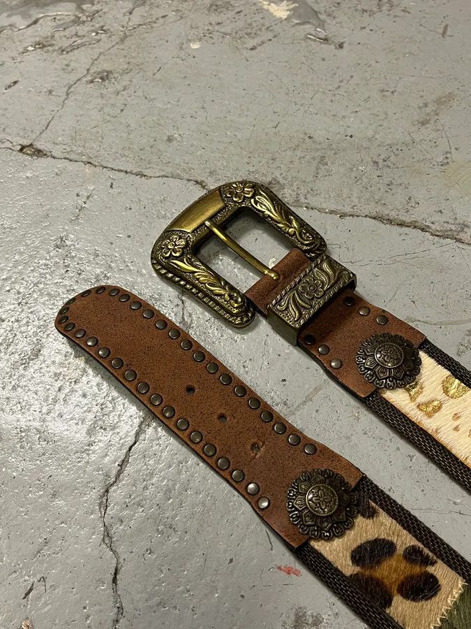 Vintage 2000s Nanni Hyrbid Animal Leather Metal Belt Size ONE SIZE - 4 Thumbnail