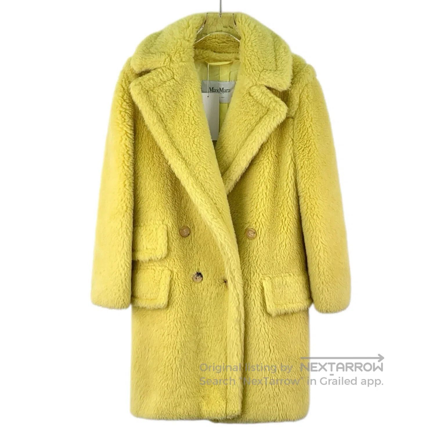 Max Mara Max Mara Yellow teddy wool lapel double-breasted long-slee Size XXS / US 00 / IT 34 - 1 Thumbnail