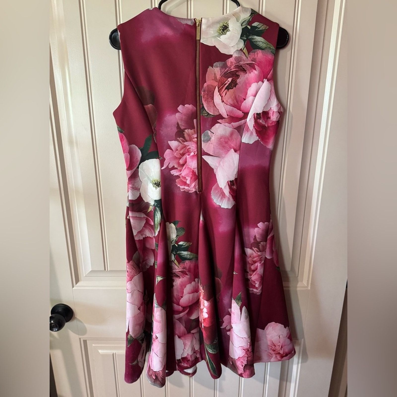 Calvin Klein NEW CALVIN KLEIN Burgundy Floral A-Line Dress (Size 8) Size M / US 6-8 / IT 42-44 - 5 Thumbnail