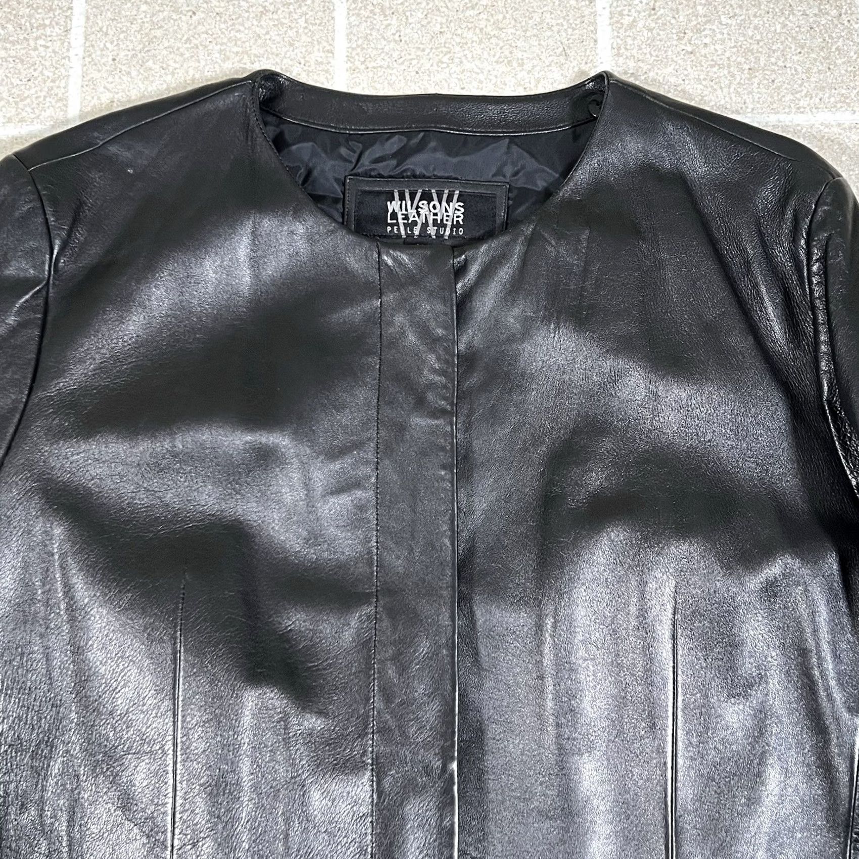 Vintage Wilsons Leather Pelle Studio Collarless Jacket Women Black Thinsulate Ultra Y2K XL Size XL / US 12-14 / IT 48-50 - 2 Thumbnail