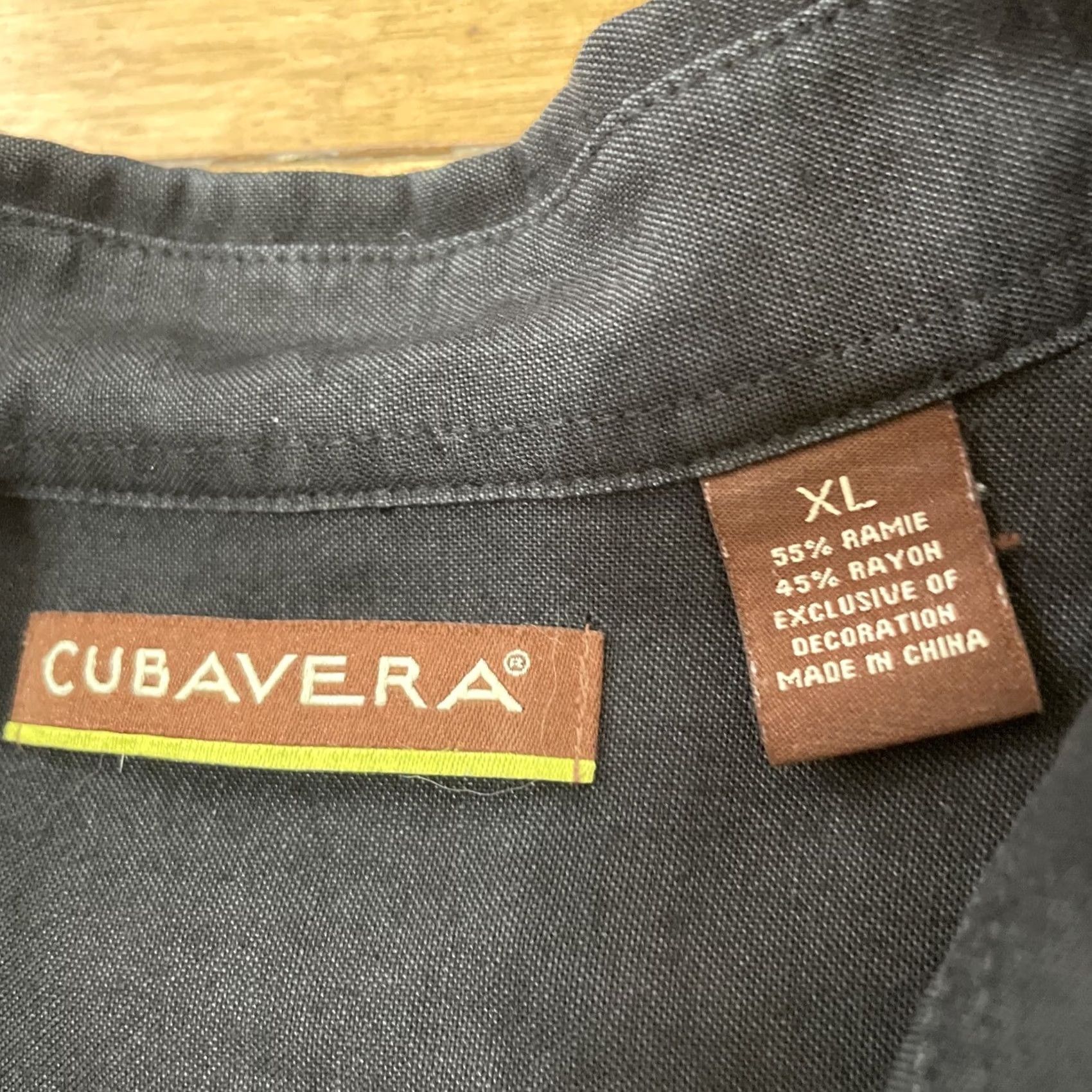 Cubavera VINTAGE Cubavera Ramie Rayon Shirt Men XL Guayabera Cubano Vtg 90s Vertical Stripe Black Size US XL / EU 56 / 4 - 7 Thumbnail