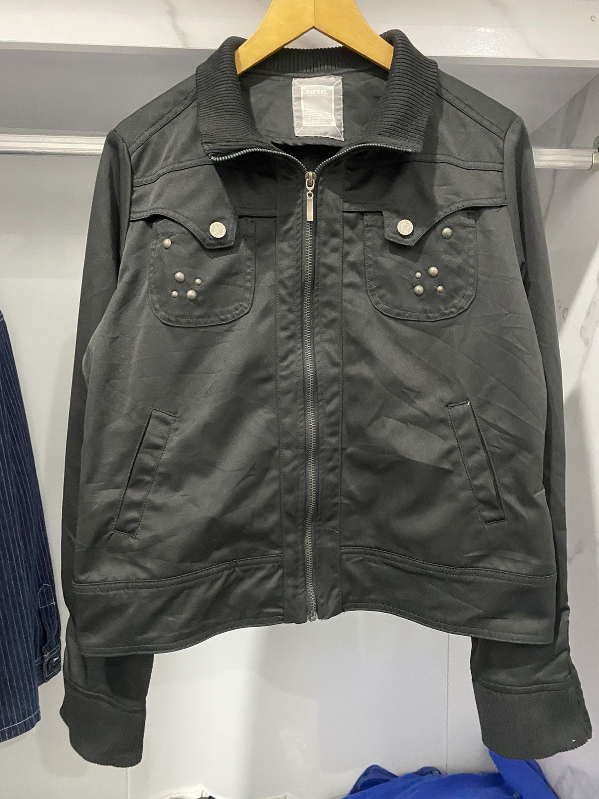 Diesel 💸BINDINGOFFER💸Diesel Jacket Crop Biker Studed Lgb Size US L / EU 52-54 / 3 - 3 Thumbnail