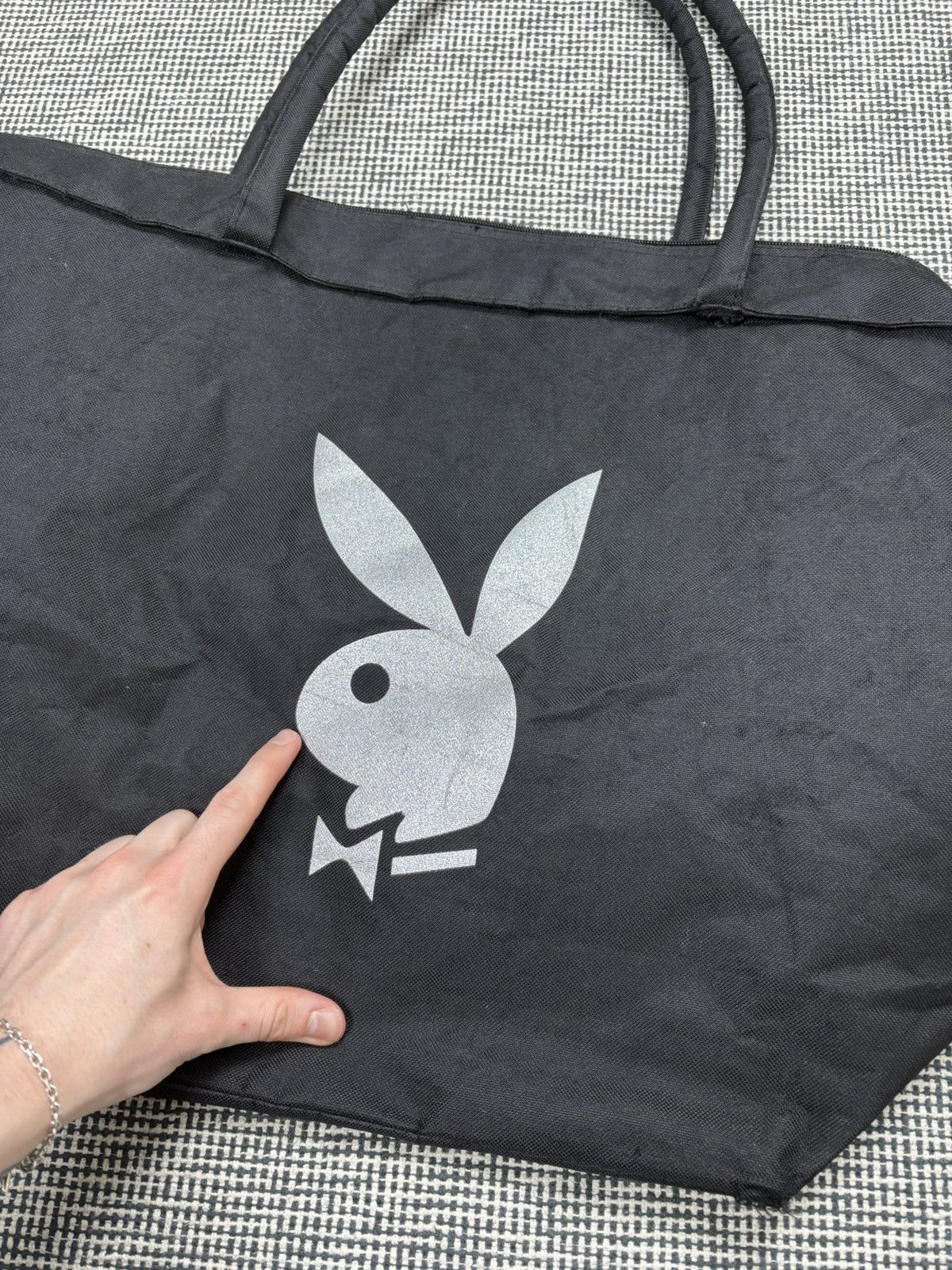 Vintage Playboy glitter logo large shopping bag tote shopper Size ONE SIZE - 4 Thumbnail