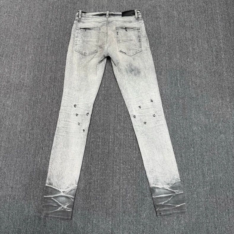 Amiri Amiri grayish white distressed ripped denim jeans Size US 32 / EU 48 - 2 Thumbnail