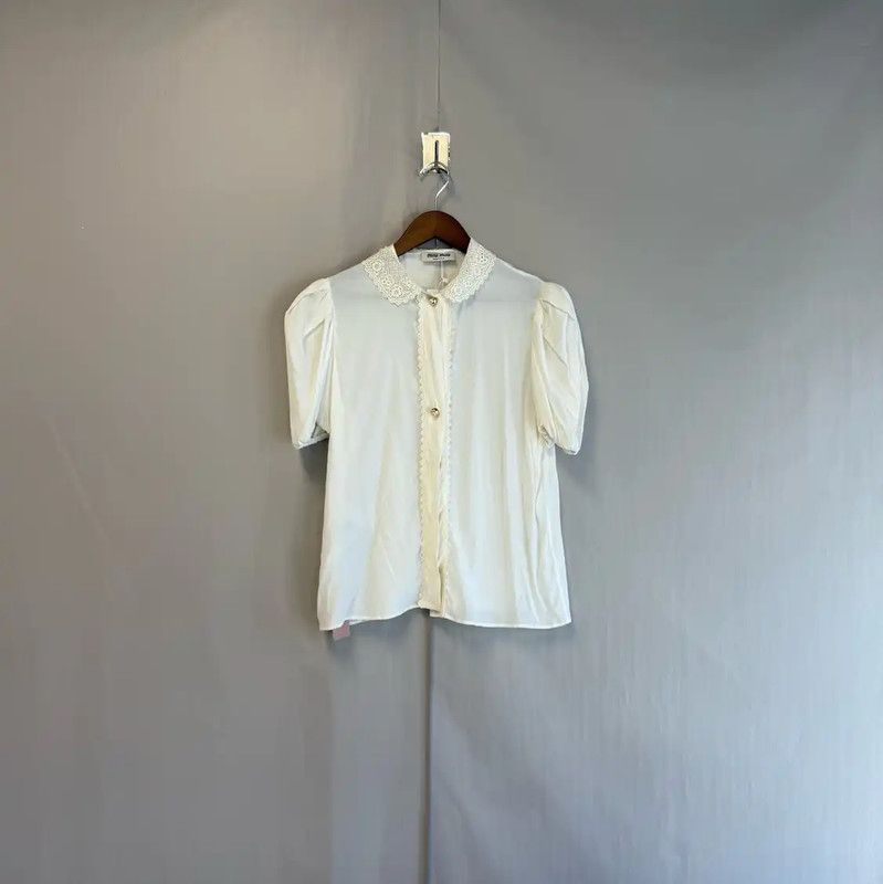 Miu Miu Miu Miu White Silk Women's Shirt 0089 Size S / US 4 / IT 40 - 1 Thumbnail
