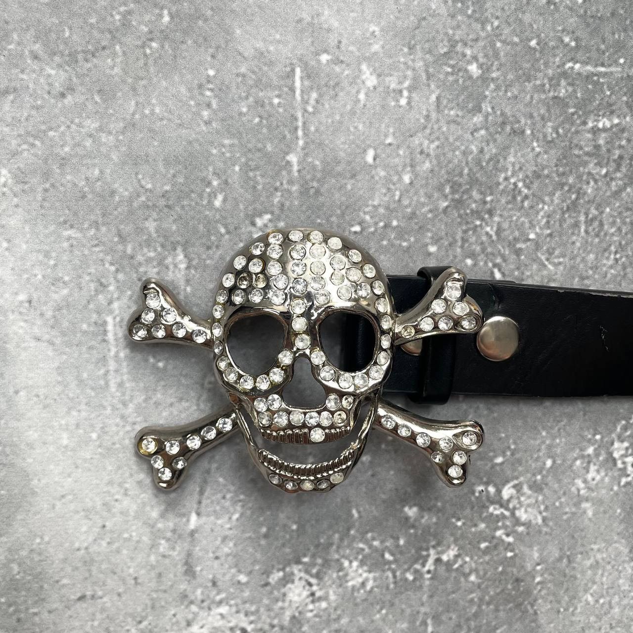Japanese Brand Vintage Y2K Skull Rhinestone Belt Black Size ONE SIZE - 5 Thumbnail