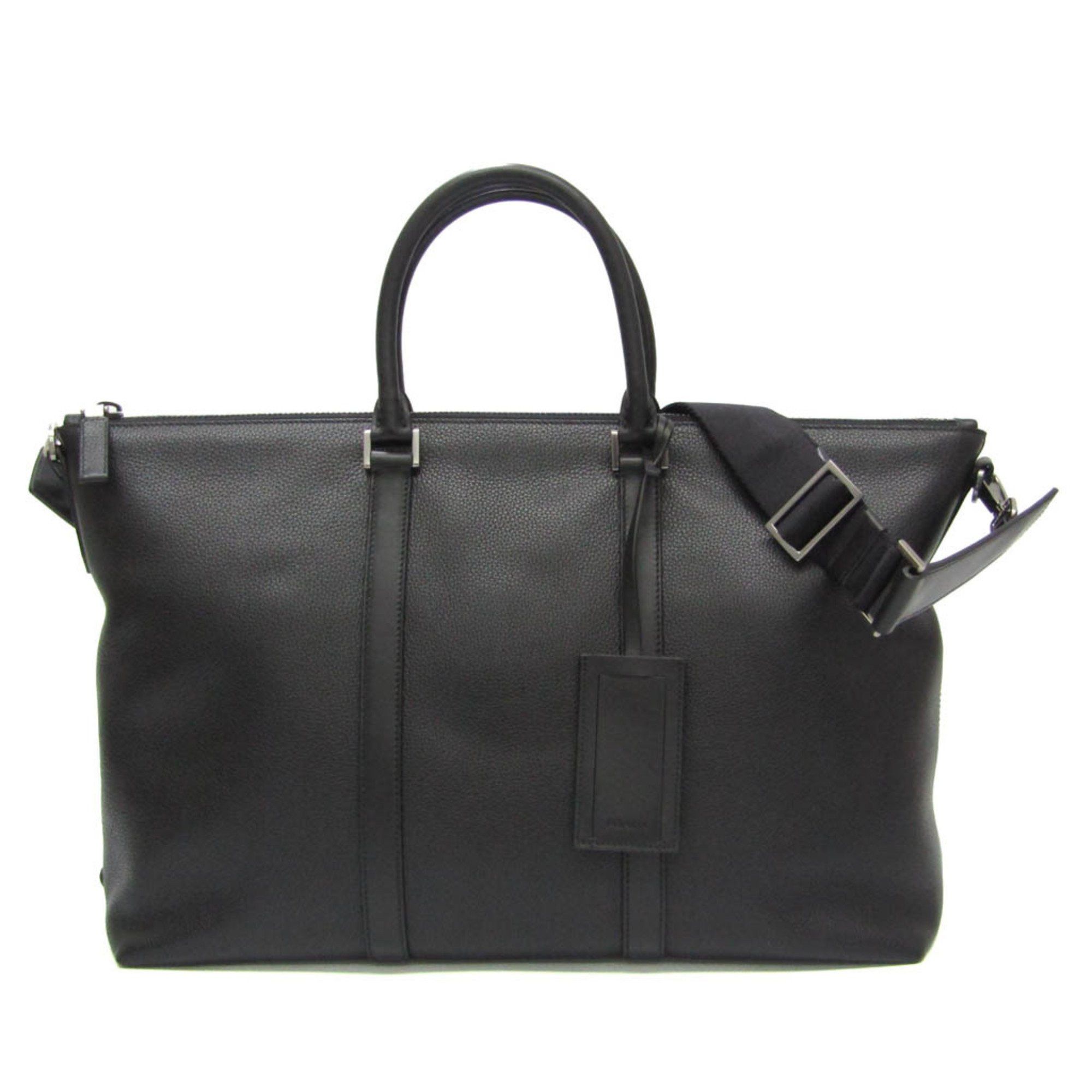Prada 2VG013 Men's Leather HandbagShoulder Bag Black