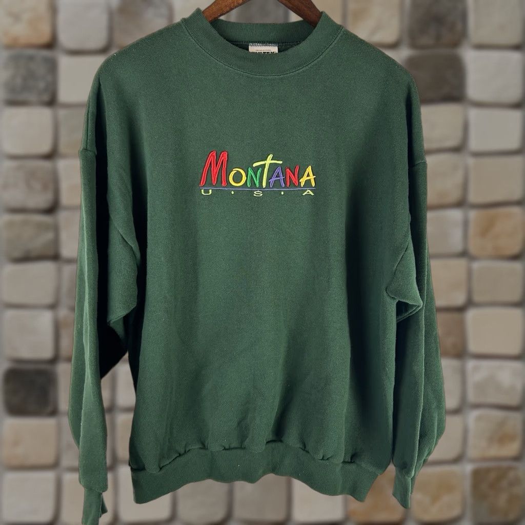 Tultex VINTAGE Montana Tultex Maximum Sweats Crewneck Sweatshirt USA Made 90s Green XL Size US XL / EU 56 / 4 - 1 Thumbnail