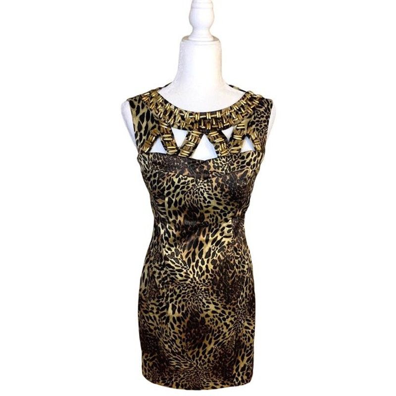 Other XOXO Leopard Dress Women Size 3/4 Mini Dress (NWT) Size S / US 4 / IT 40 - 1 Thumbnail