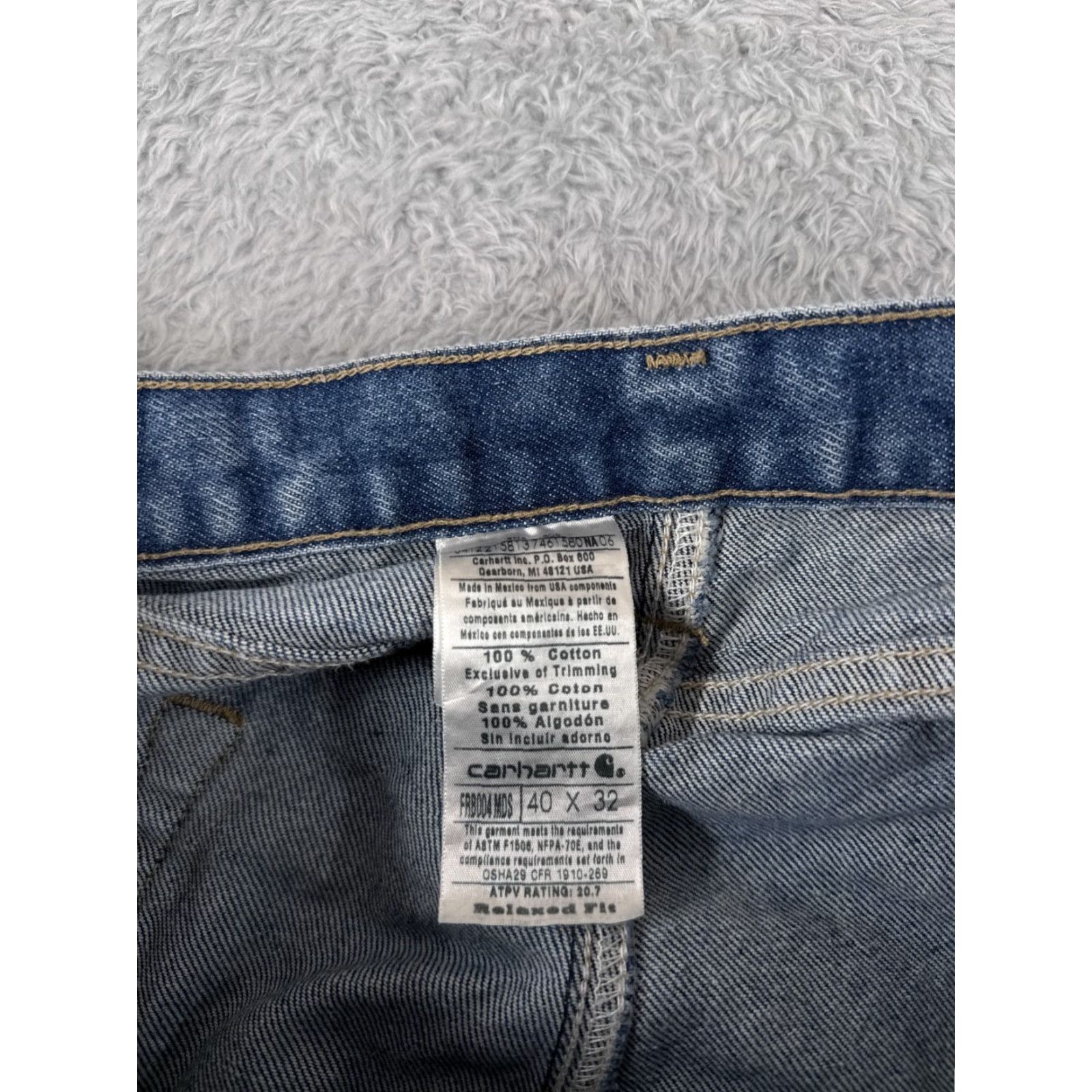 Carhartt VINTAGE Carhartt Jeans Mens 40 Blue Denim Flame-Resistant FR FRB004 NFPA 2113 Workwear Jeans Blue Mens 40 Carhartt FRB004 NFPA 2113 Size US 40 / EU 56 - 6 Thumbnail