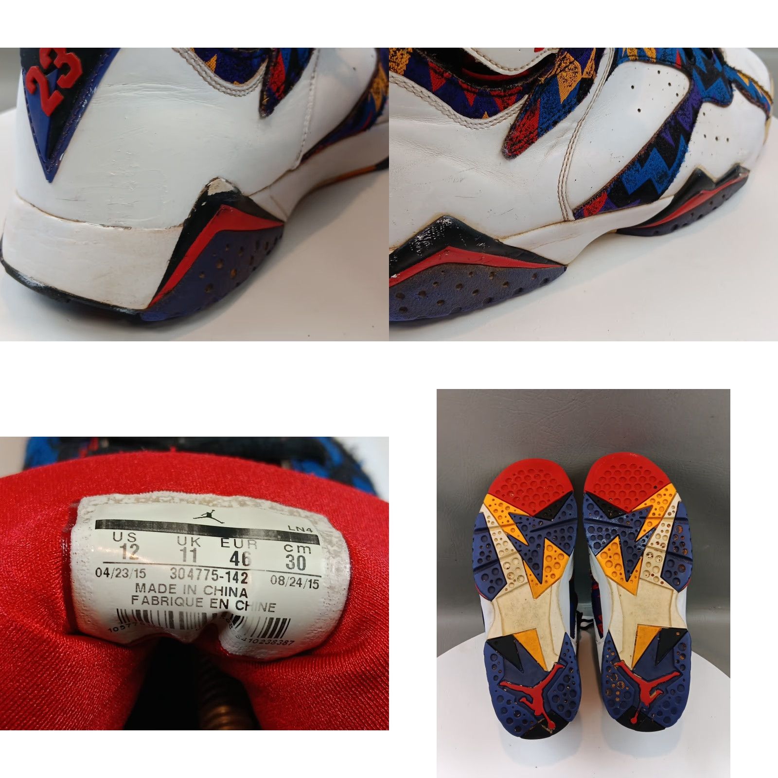 Nike Nike Air Jordan 7 Retro Sneaker Men 12 Multicolor Retro Nothing But Net OG VII Sweater 304775-142 Size US L / EU 52-54 / 3 - 11 Thumbnail