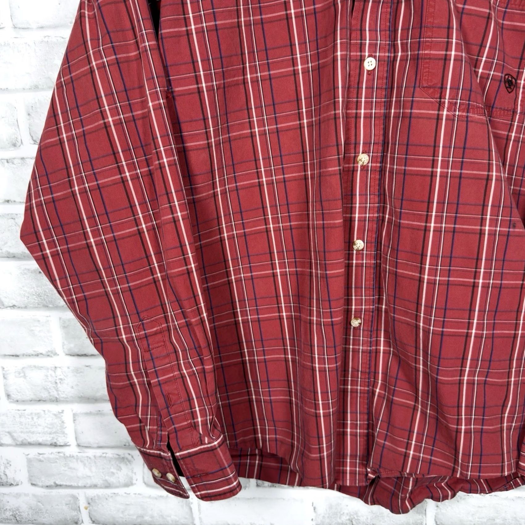 Ariat Ariat Pro Series Plaid Red Long Sleeve Button-Down Shirt Mens Size L Size US L / EU 52-54 / 3 - 3 Thumbnail